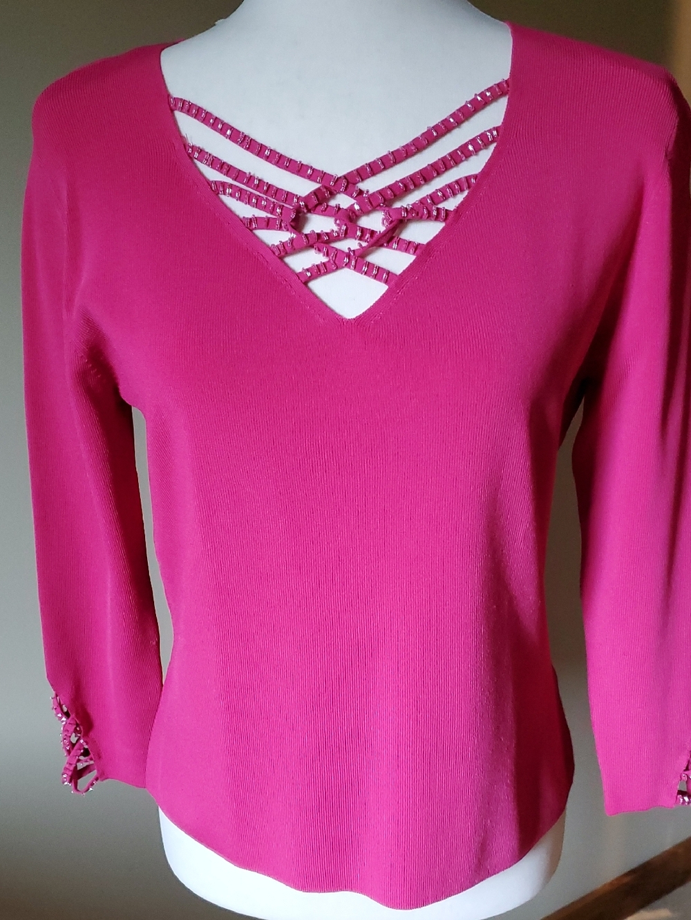Belldini Hot Pink Knit Top with Ribbon Logo